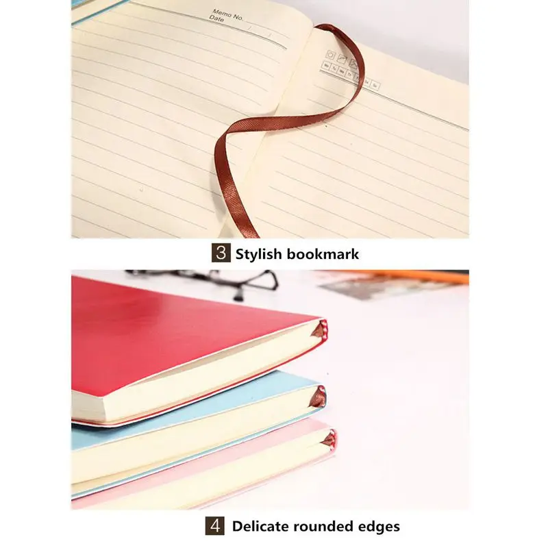 

6 Color Random Soft Cover PU Leather Notebook Writing Journal 100 Page Lined Diary Book