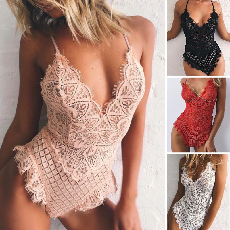 Модный сексуальный кружевной комбинезон полый боди Кружевной Костюм женское