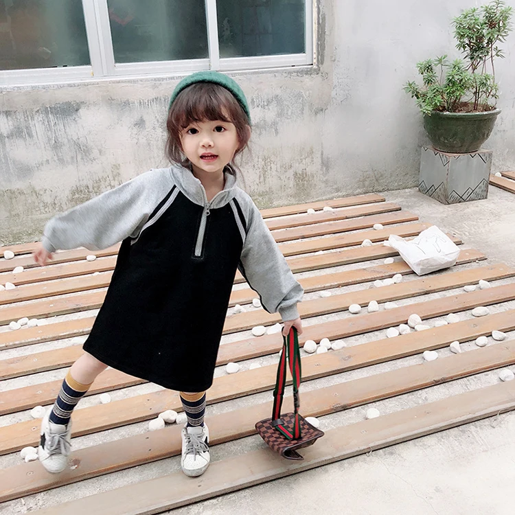 

Autumn Fashion Korean Little Girl Clothes Cute Long Sweatshirt Color Contrast Children Tops Spring Kids Clothes Girls Outfits