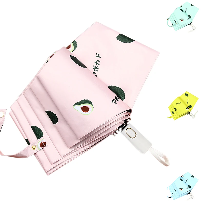 

Женский автоматический складной зонт с мультяшными фруктами и авокадо