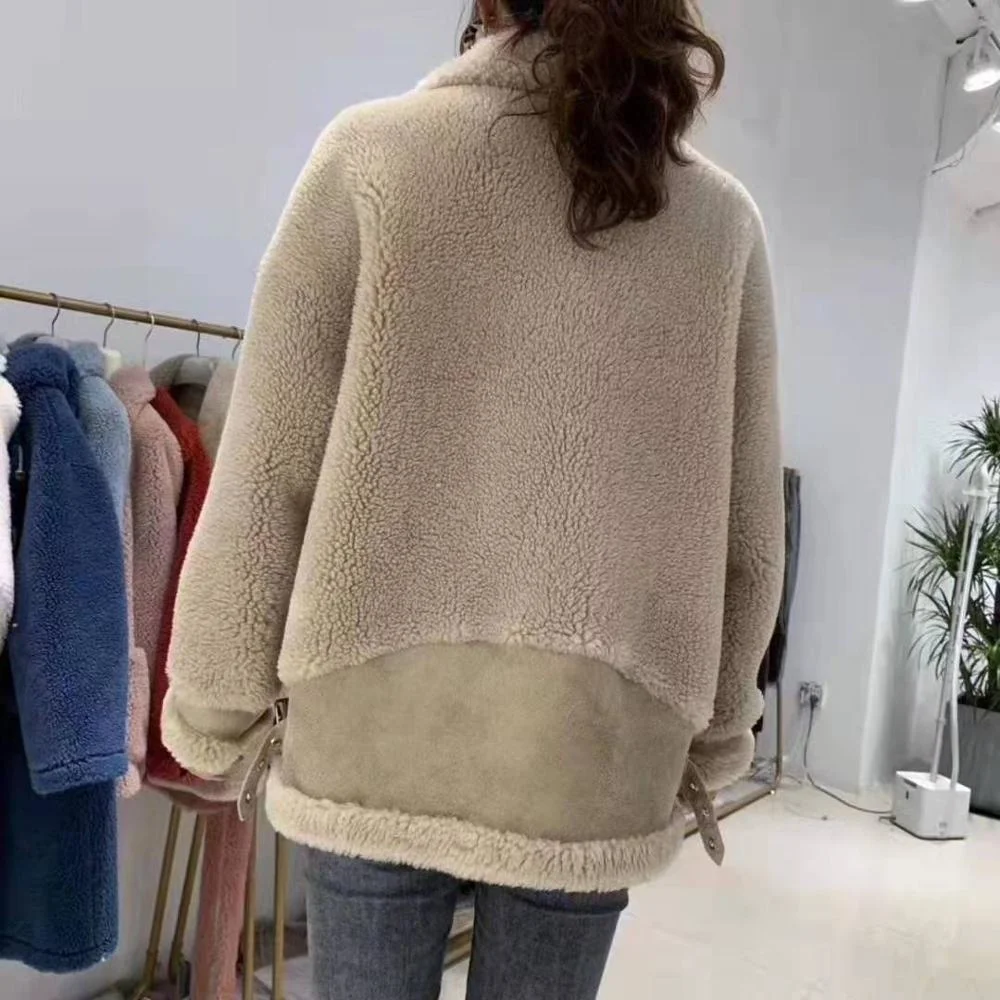 Женское пальто из шерсти и замши зимняя парка овечьей 2021 | Женская одежда