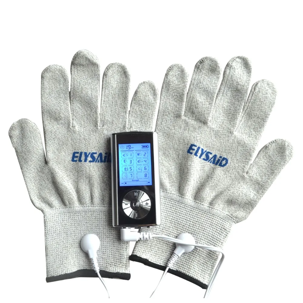 安い 電気8モード多モード十筋肉刺激装置フルボディマッサージと導電性手袋靴下ニーパッドアイマスク