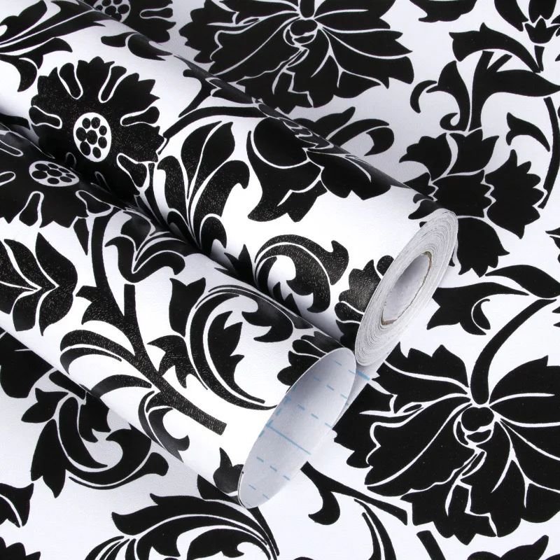 

Pre-pasted Vinyl PVC Waterproof Blooming Wall Vintage Fresh Floral Flower Wallpaper For Home decorative Cabinet