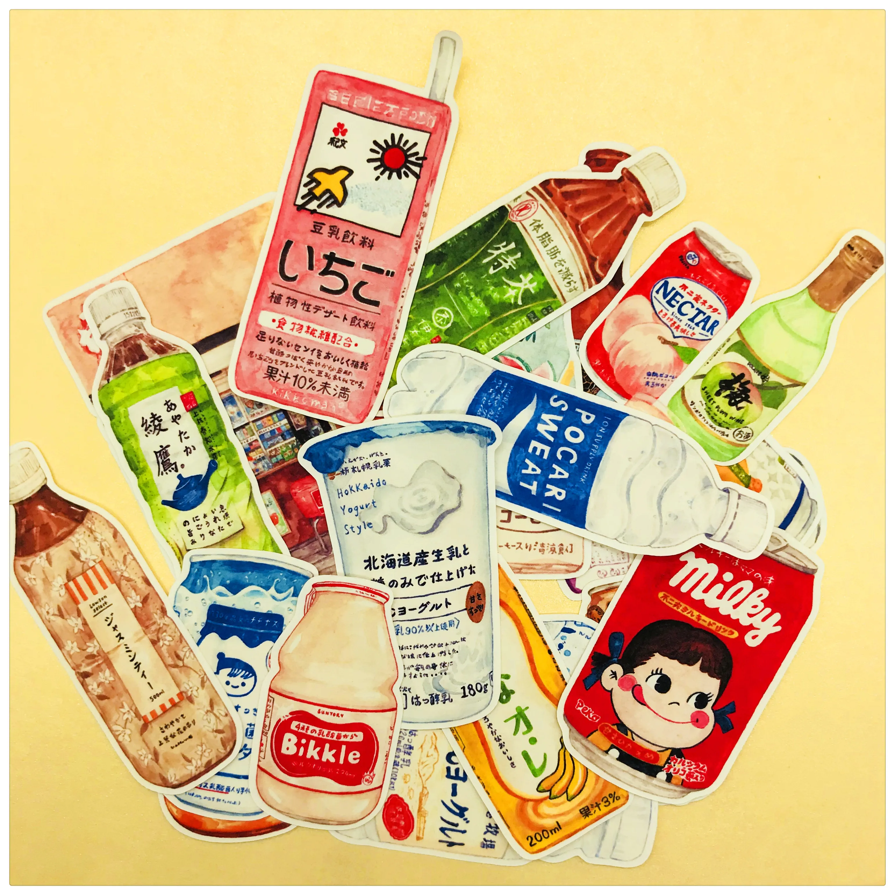 20 шт./компл. Ретро мультфильм японский напиток наклейка с изображением флакона