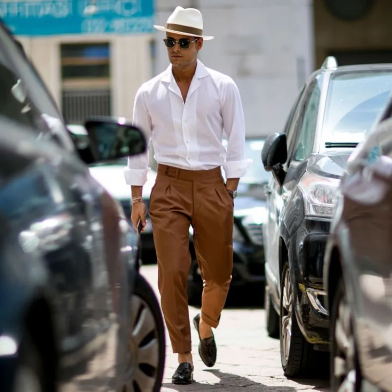 

Винтажная мужская белая приталенная рубашка с длинным рукавом, деловая Мужская модная повседневная рубашка, топ, уличная одежда, летняя руб...