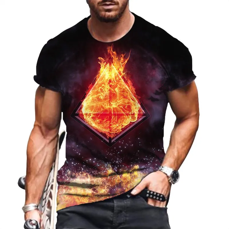 

3D T-Shirt For Men Summer Round Neck Casual Street Top Geometric Men's Short-Sleeved 2021 New Plus Size Fashion Men's Clothing