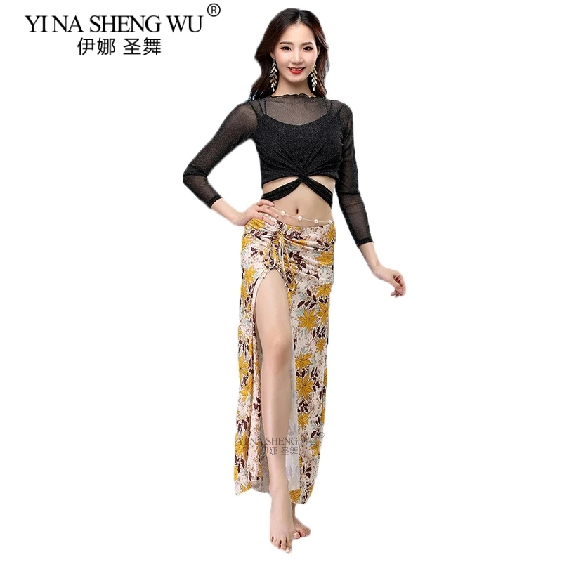 Женский костюм для танца живота юбка из модала с разрезом и принтом