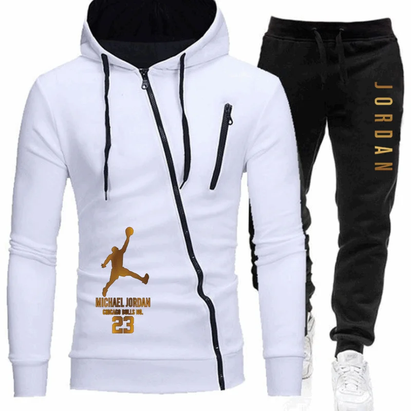 

Winter Men's Tracksuit 2 Pieces Set Hoodies+Pants Sport Suits for Men Sweatshirt Zipper Hoodies Men's Clothing Sets Sportswear
