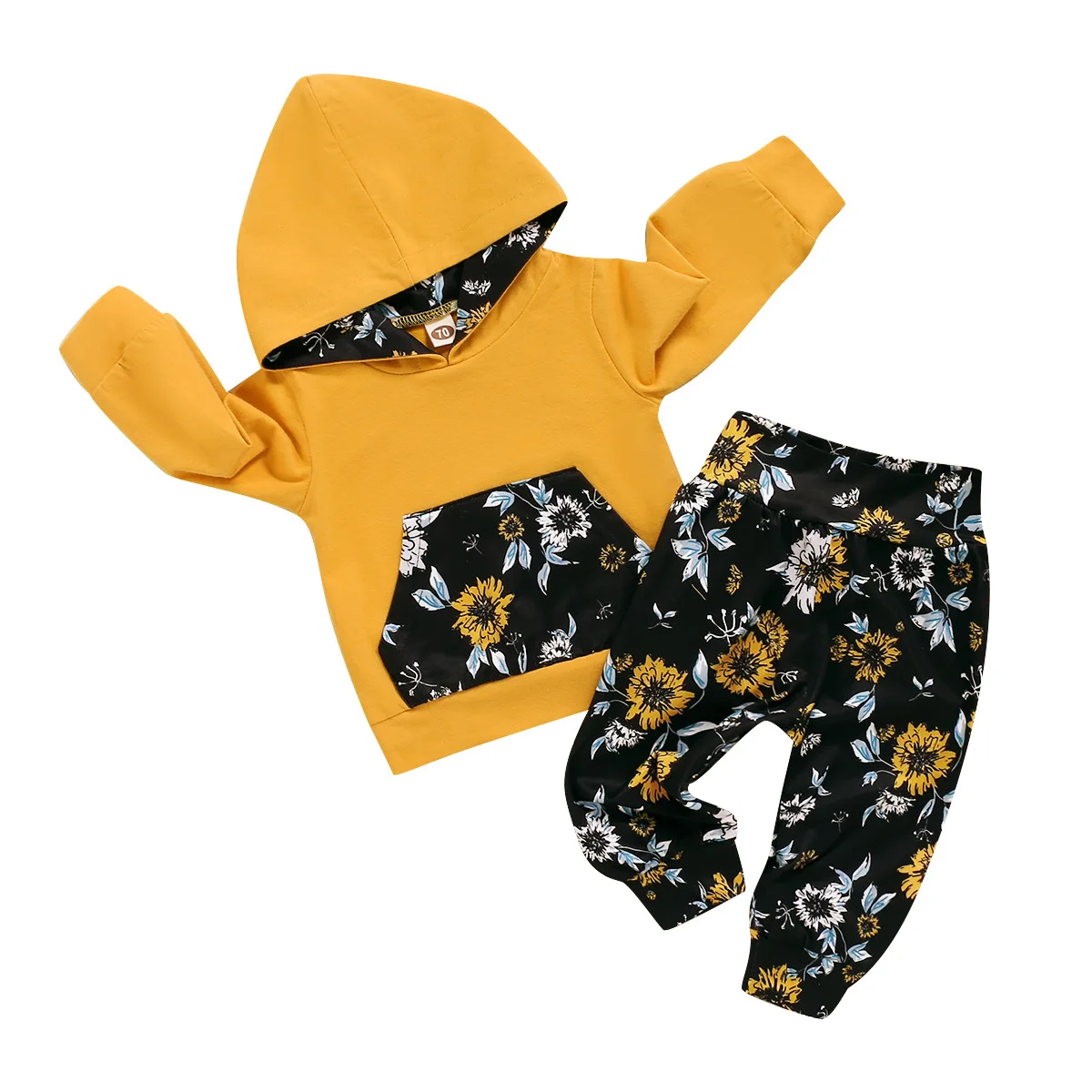 

Autumn Baby Girl Clothes Set Newborn Infant Outfit Fashion Hoodie Floral Pants Headband Pullover New Born Clothing Set Vest
