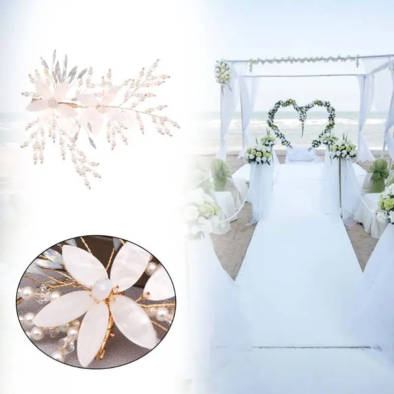 

Lowral Wedding Bridal Hair Clip Crystal Flower Alligator Hairpin, Beaded Women Barrette