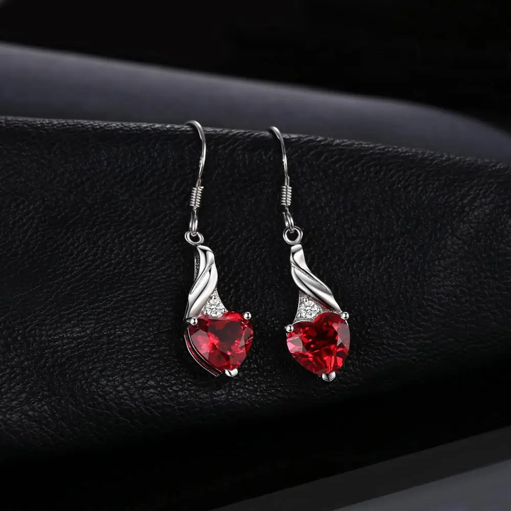 Jewelrypalace любовь 3.7ct сердца создано ruby Висячие серьги 925 серебро Длинные Свадебные