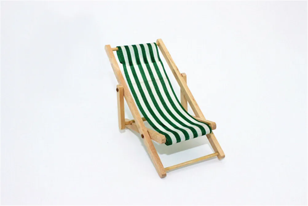 1:12 Scale Foldable Wooden Deckchair Lounge Beach Chair For Lovely Miniature For  Dolls House Color In Green Pink Blue