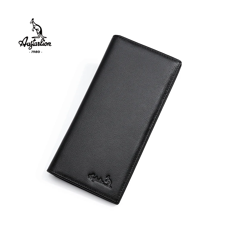 На молнии большой емкости из натуральной кожи деловой кошелек классический