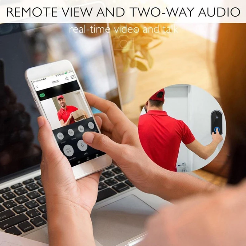 Беспроводной дверной звонок Vikewe с Wi-Fi камера 1080P двусторонняя видеодомофон