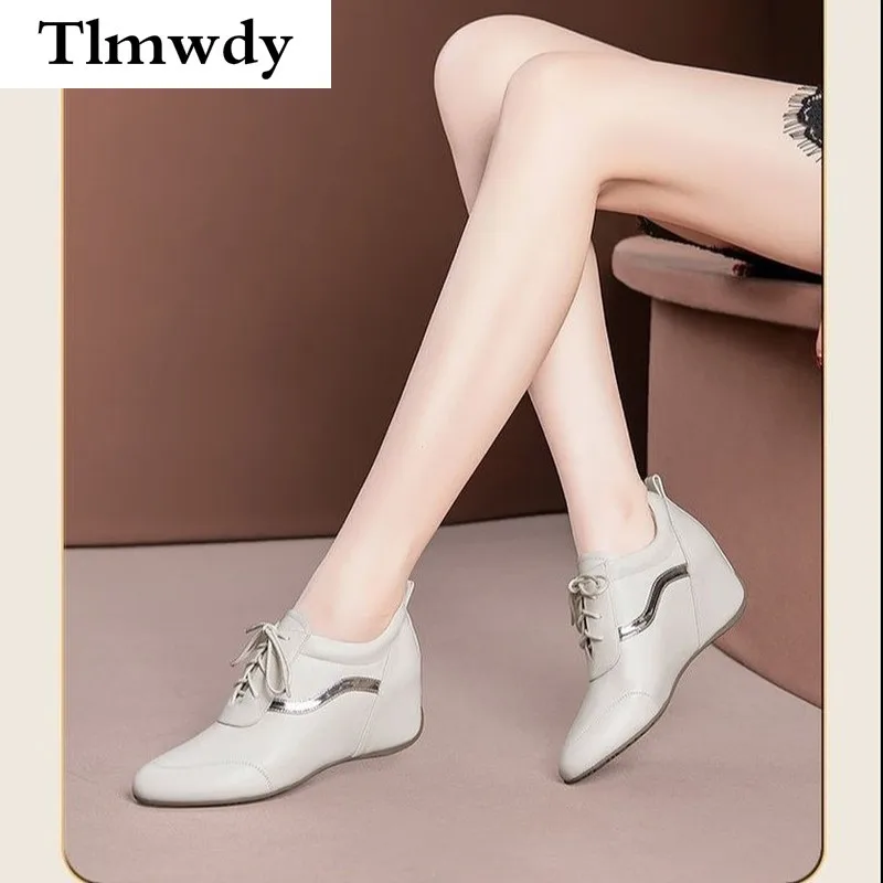 

2021 Spring New Comfortable Walking Women's Casual Shoes Fashion Cross Straps Round Toe Wedges Increased Waterproof Women Shoes