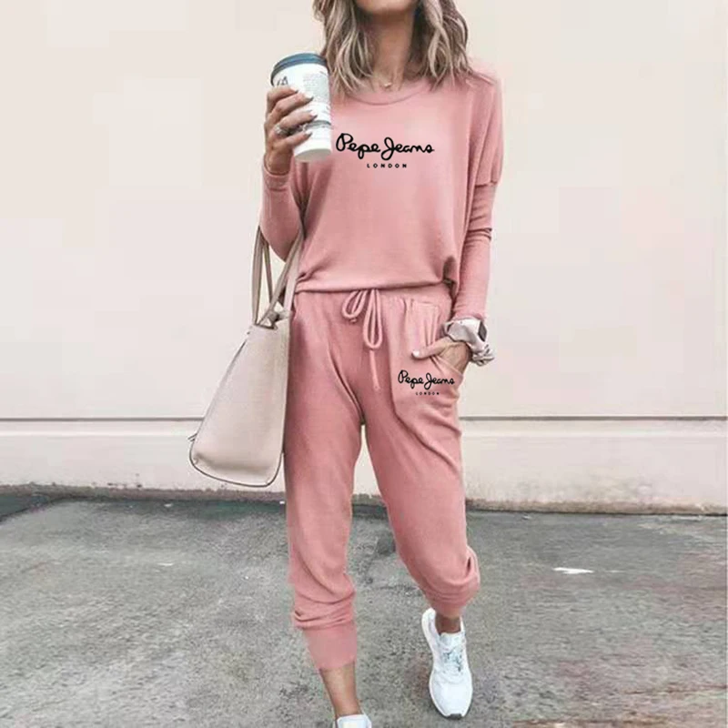 

Autumn and Spring Ladies Hoodie Suit Sportswear Track Suit Fashion Casual Long Sleeve 2021 Ladies Print Suit Jumpersuit Women