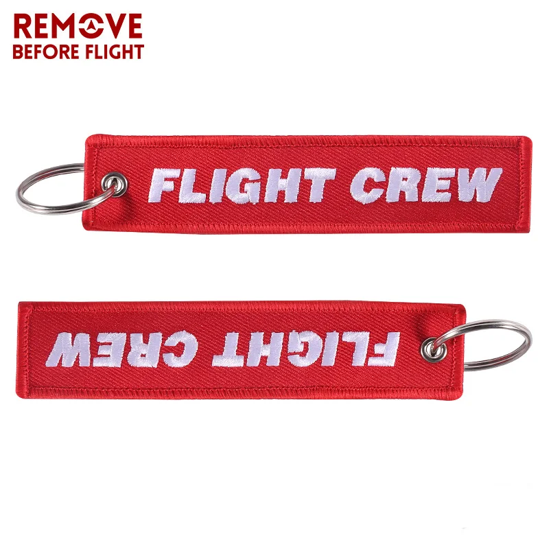

5 PCs Red Flight Crew REMOVE BEFORE FLIGHT Fashion Jewelry Chain Keychain for Aviator Keychain Embroidery Keyring Chain Custom
