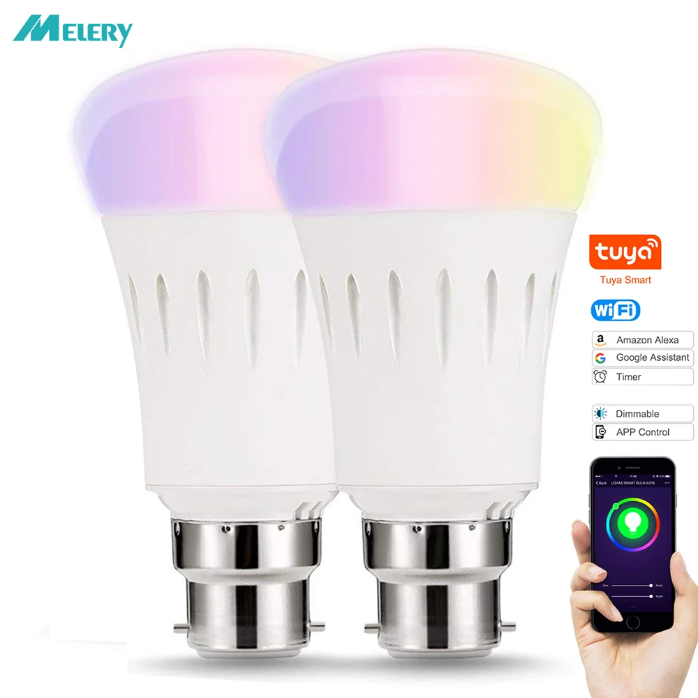 Умная Светодиодная лампа B22 с Wi Fi Bayonet 7 Вт RGB изменением цвета теплого и холодного