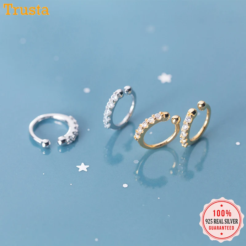 Trustdavis,, 925 пробы, серебро, Сияющие, CZ, каффы, клипсы, серьги для женщин, девушек, без серьги в стиле пирсинга, ювелирные изделия DA372