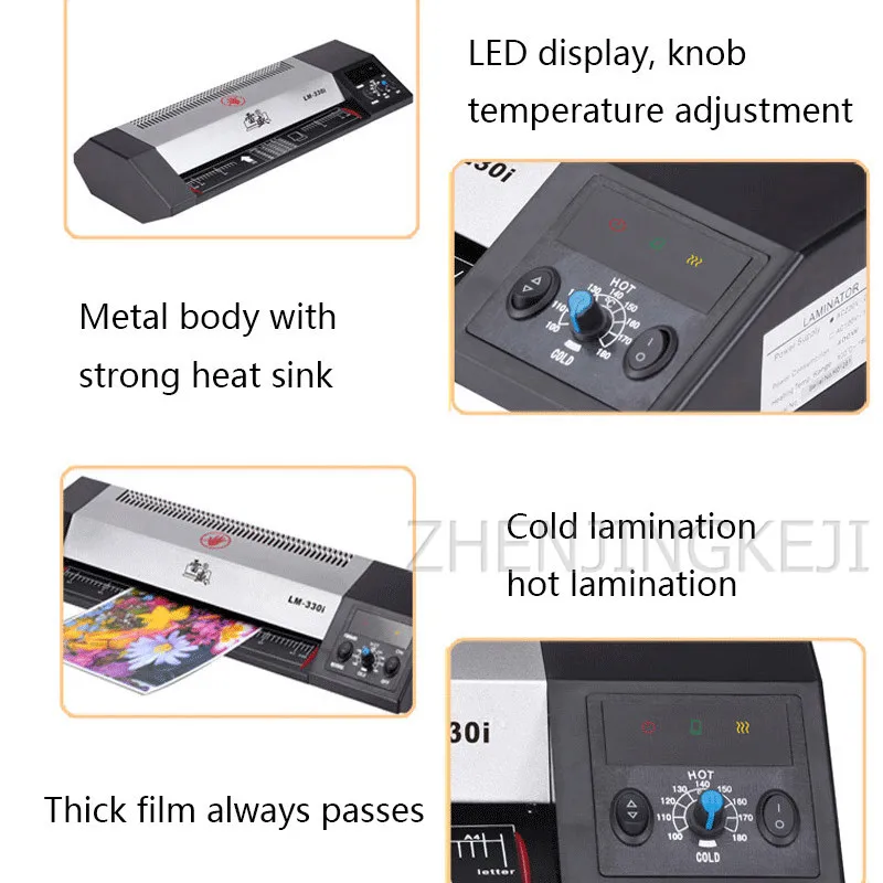

Digital A3 / A4 Photo Laminator Cold Mounting / Hot mounting Over Glue Office Home Use Document Laminating Machine Metal Shield