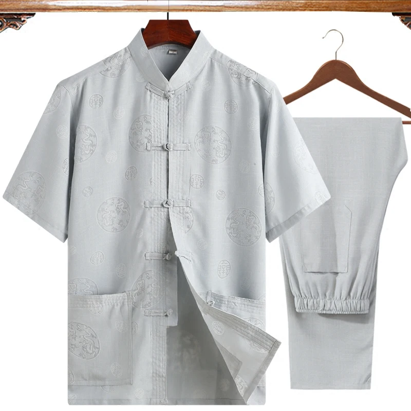 Новинка (рубашка с коротким рукавом + брюки) 2 шт./компл. размера плюс 4XL мужской