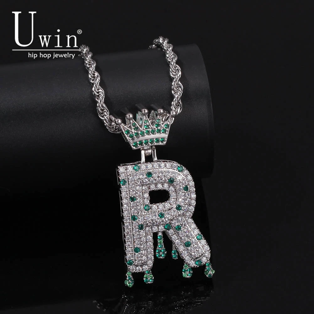 Мужская и женская цепочка с подвеской Uwin ожерелье кулоном в форме буквы инициала