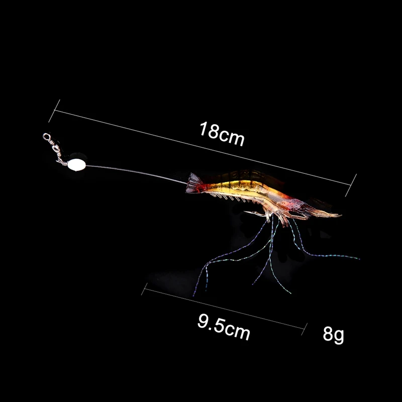 95 мм/6 г Светящиеся креветки Рыболовная Приманка Мягкая приманка с крючком