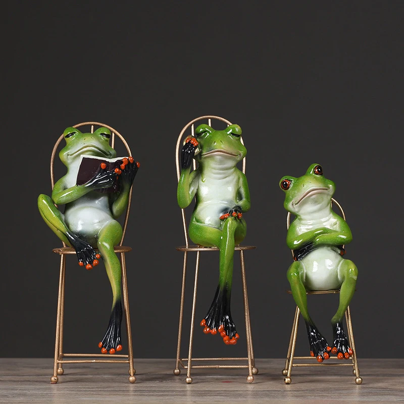 Strongwell Retro Cute Frog Statue Resin Crafts Animal Arts Sculpture Outdoor Garden Courtyard Decoration Figurines Art Gift | Дом и сад