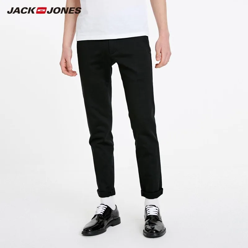 JackJones мужские прямые деловые повседневные однотонные брюки стрейч в рулоне |