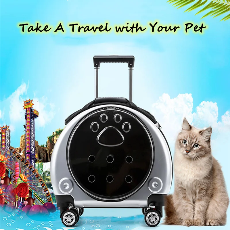 Transparent Pet Dog Cat Trolley Backpack Carrier Bag Outdoor Travel Detachable Shoulder Bag Case Puppy Cat Air Box Bubble Box