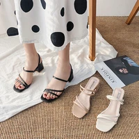 za woman 2022 shoes female sandals sexy summer slippers ladies high heels square open toe slides party shoes sandals for women