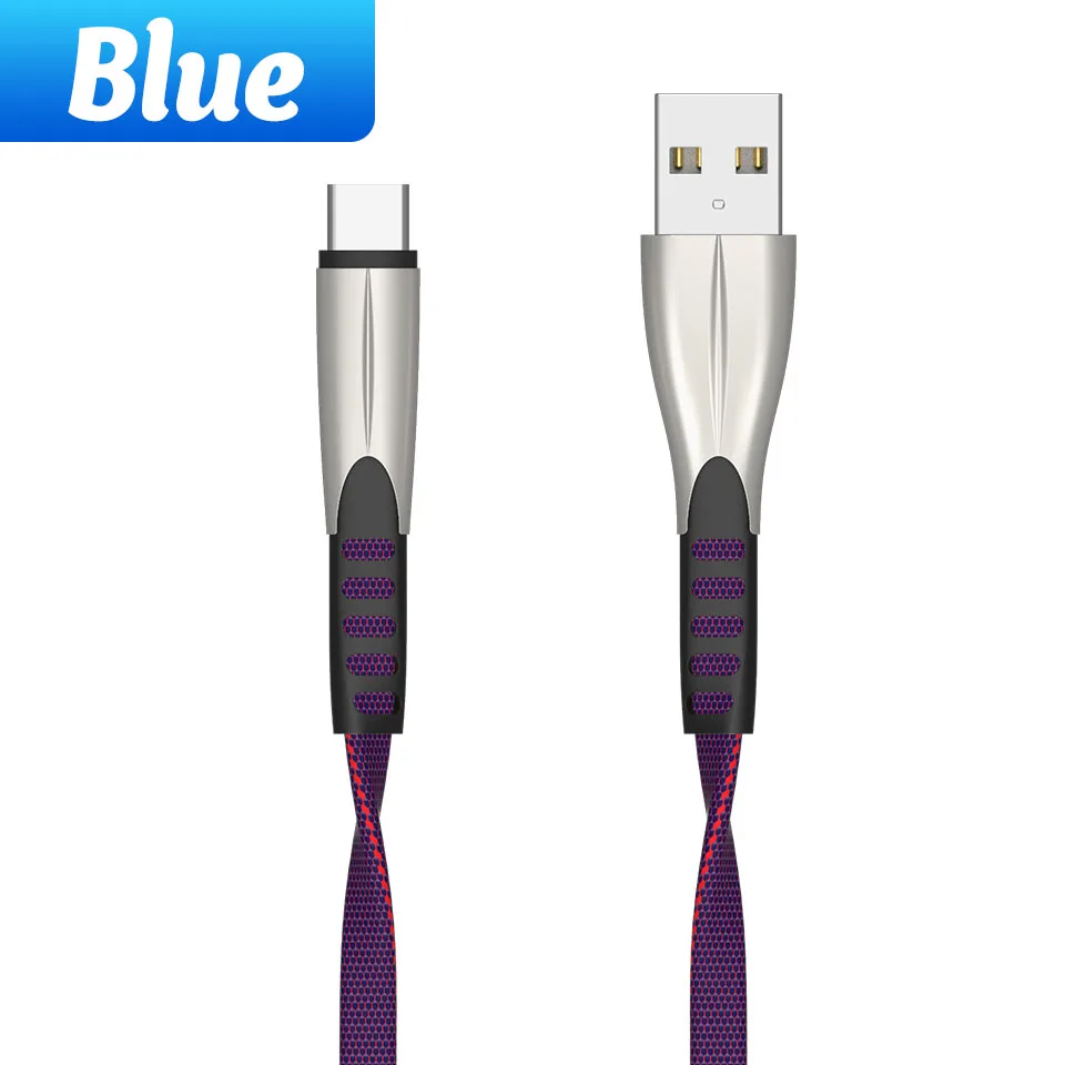 Blue 2.4A USB C кабель нейлоновый кабель синхронизации данных для мобильного телефона для LG htc быстрая зарядка type-C провод для samsung Galaxy S10 S9 Plus Note 8 7 - Цвет: Blue