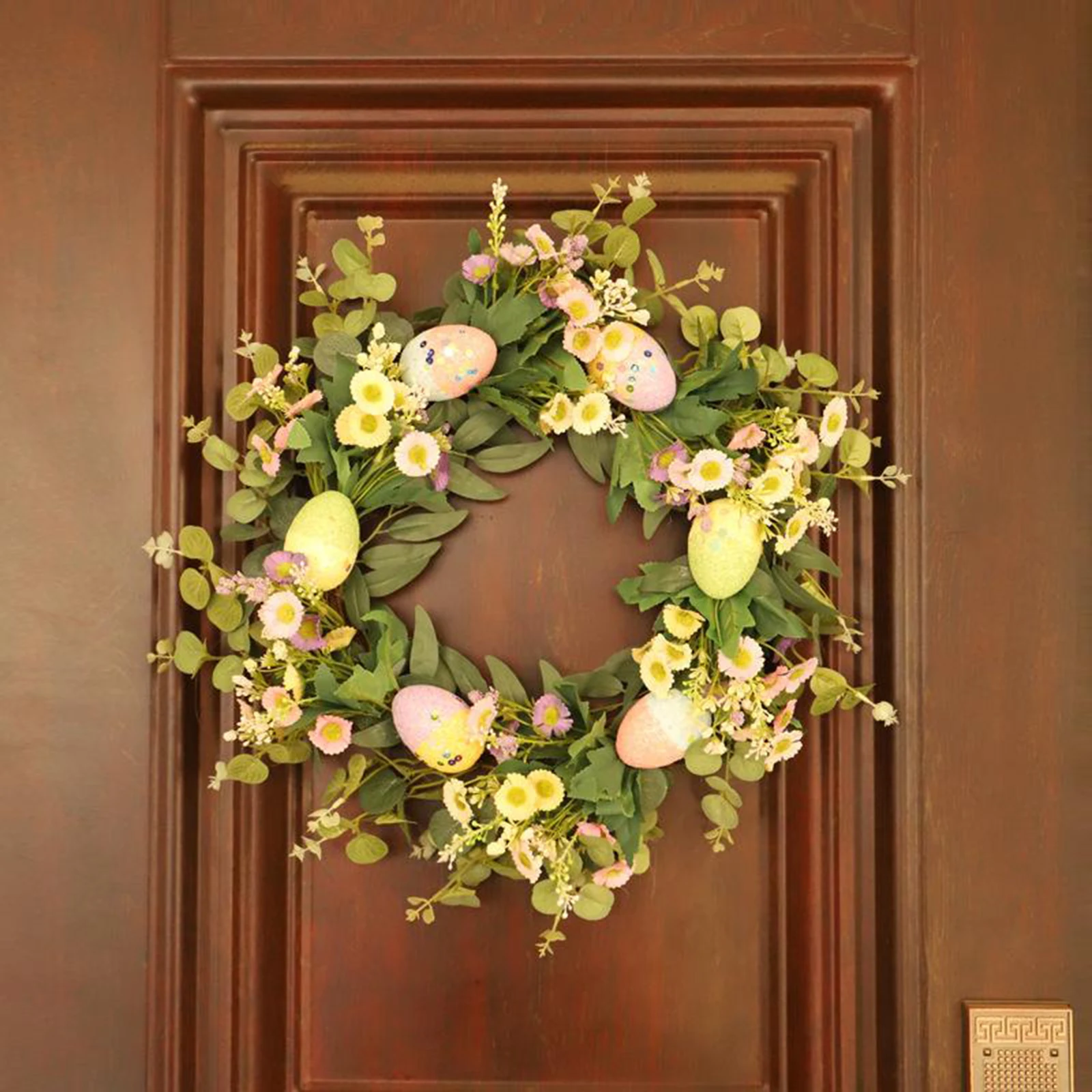 

45cm Easter Wreath Spring Easter Decoration with Easter Eggs and Artificial