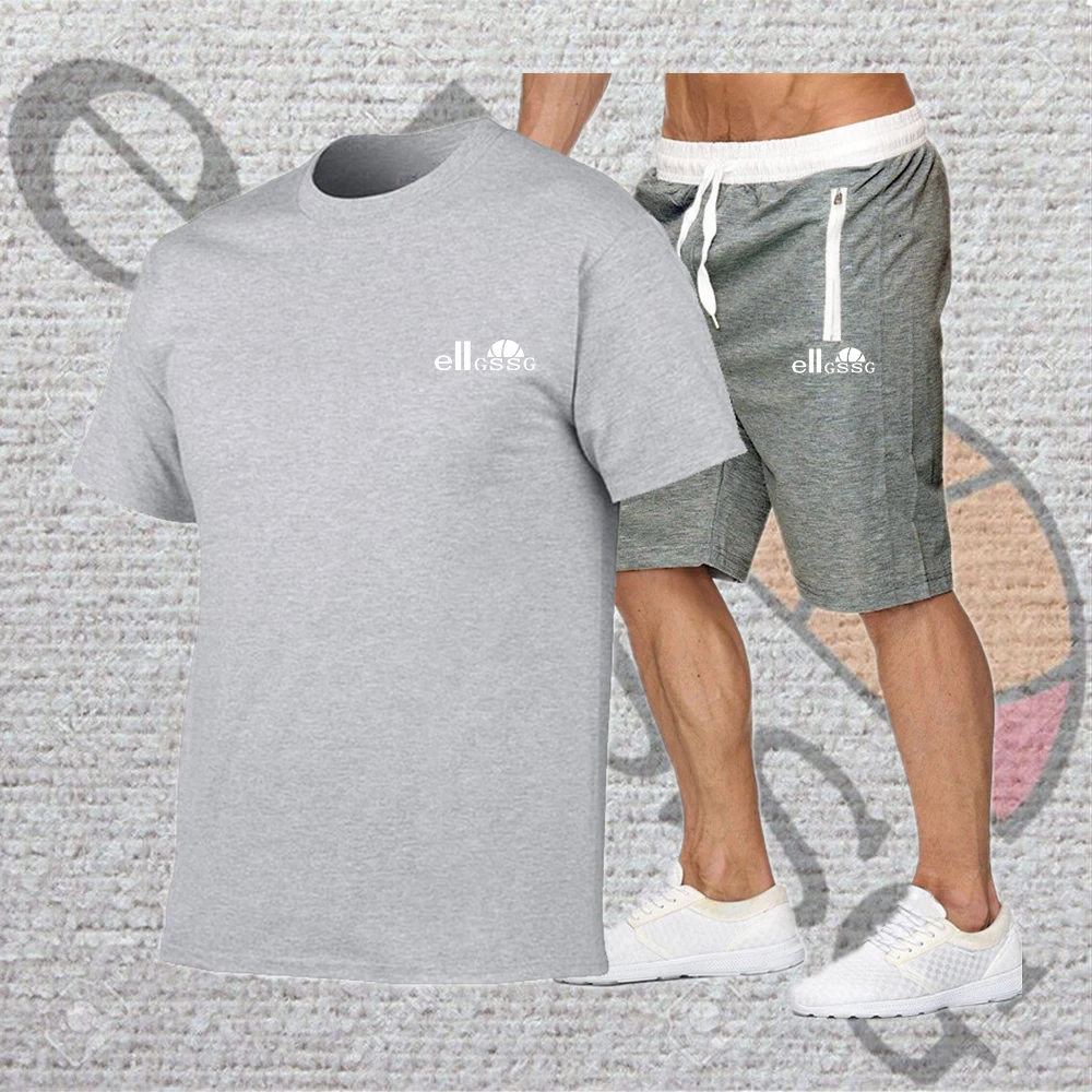 

eIIGSSG men's new sports casual shirt pants summer men's T-shirt + shorts sports casual suit sports casual clothes men's trend