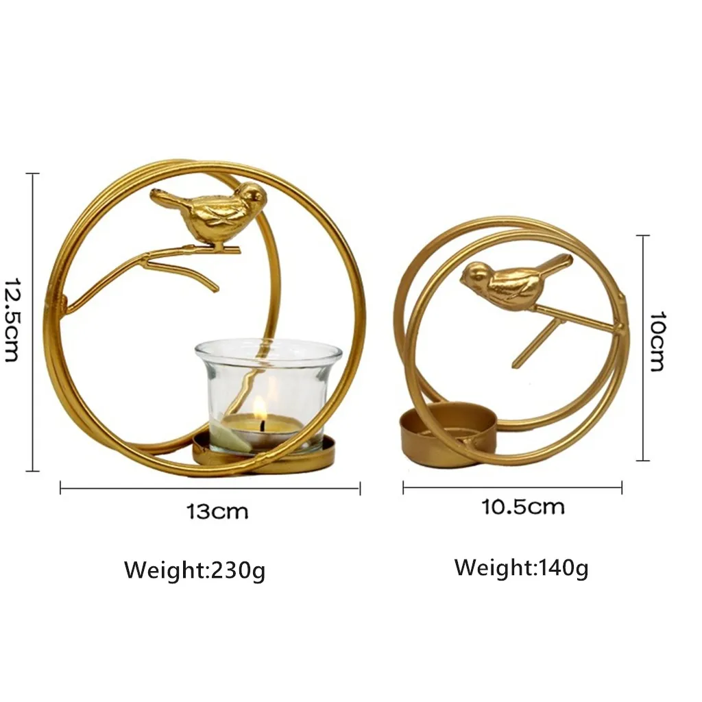 Круглый Золотой подсвечник в скандинавском стиле виде птичьей клетки для