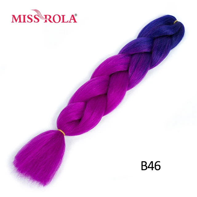 Miss Rola, большие синтетические косы, волосы, 100 г, 24 дюйма, высокотемпературное волокно, Джамбо, волосы для наращивания, Омбре, вязанные крючком, косички - Цвет: B46