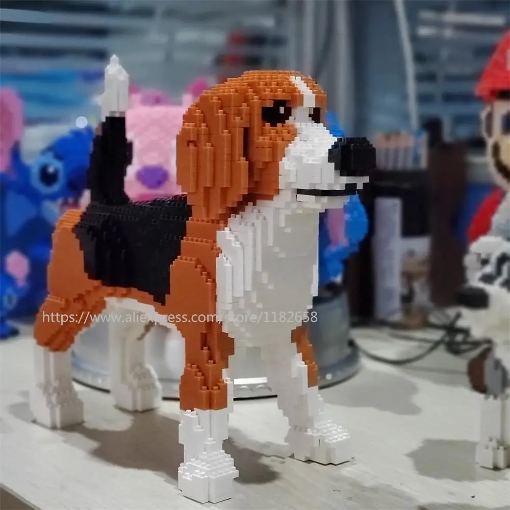 Маленькие блоки модель собаки Foxhound мини кирпичи животные строительная игрушка