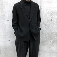 pleated men suit jacket basic drape casual japanese simple suit button blazer