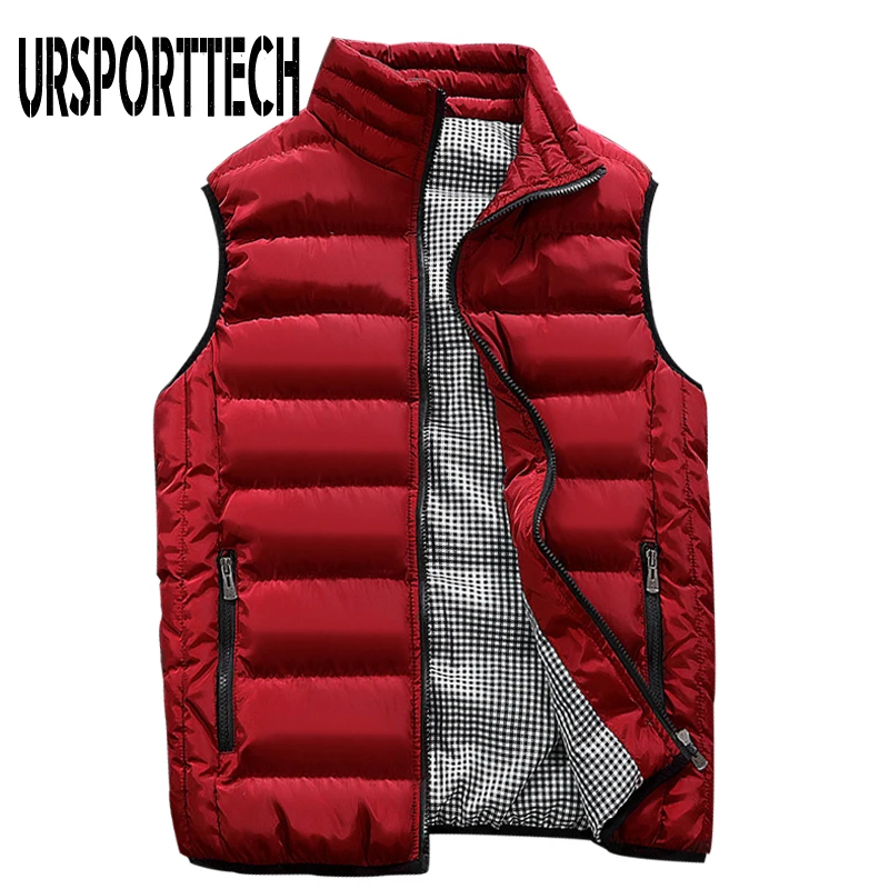 URSPORTTECH Mens Vest Casual Mens Plus Size 5XL Warm Sleeveless Jacket Men Winter Waistcoat Men's Vest Casual Coats Outwear