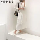 Женское платье-рубашка с рукавами-фонариками, со стоячим воротом