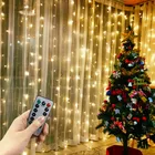 Светодиодная гирлянда с дистанционным управлением, 3 м, USB, гирлянда-занавеска, гирлянды, рождественские украшения для дома, комнаты, свадьбы, Нового года 2021, Декор