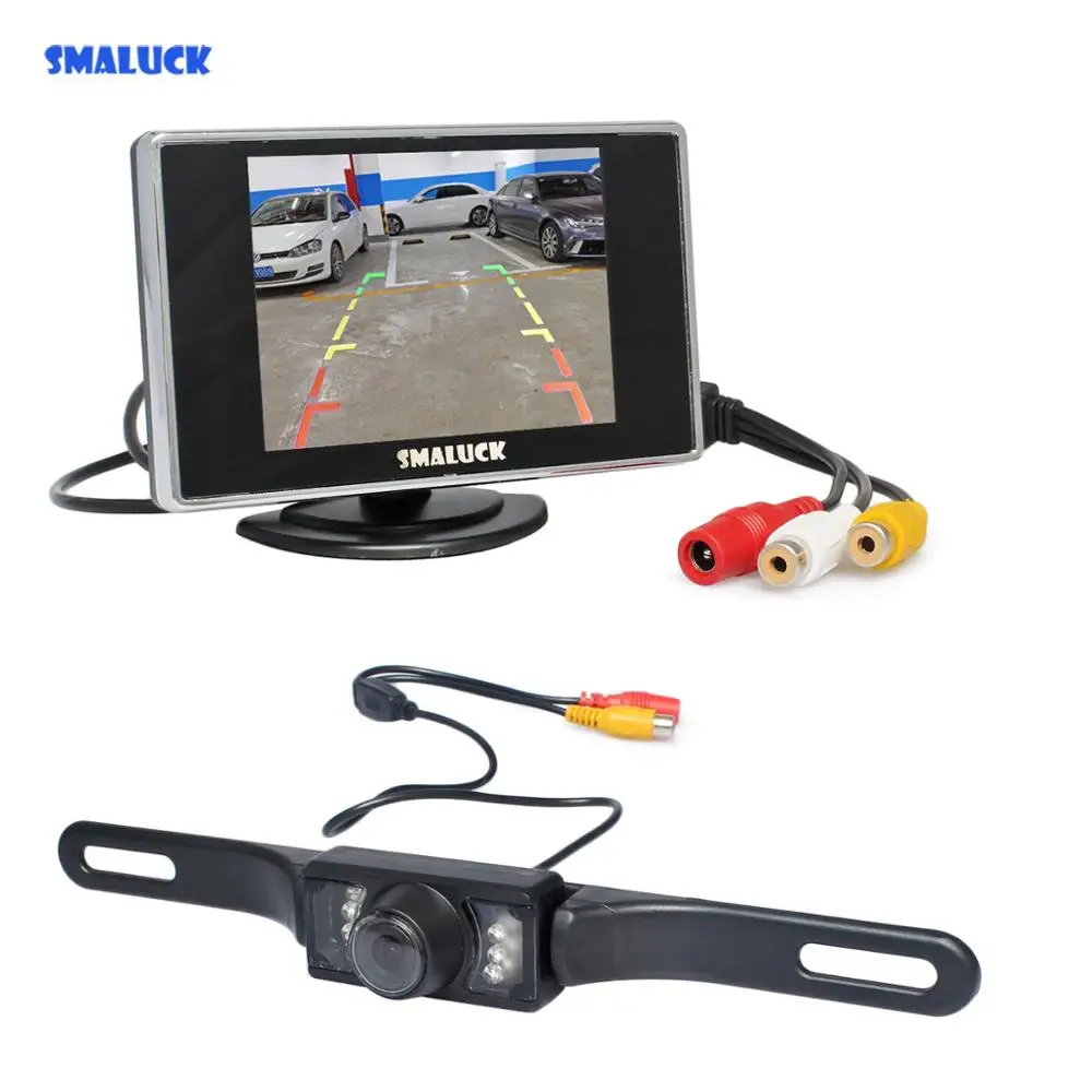 

SMALUCK 3.5" TFT LCD Car Monitor Rear View Kit Reversing IR Car LED Camera Parking Assistance System