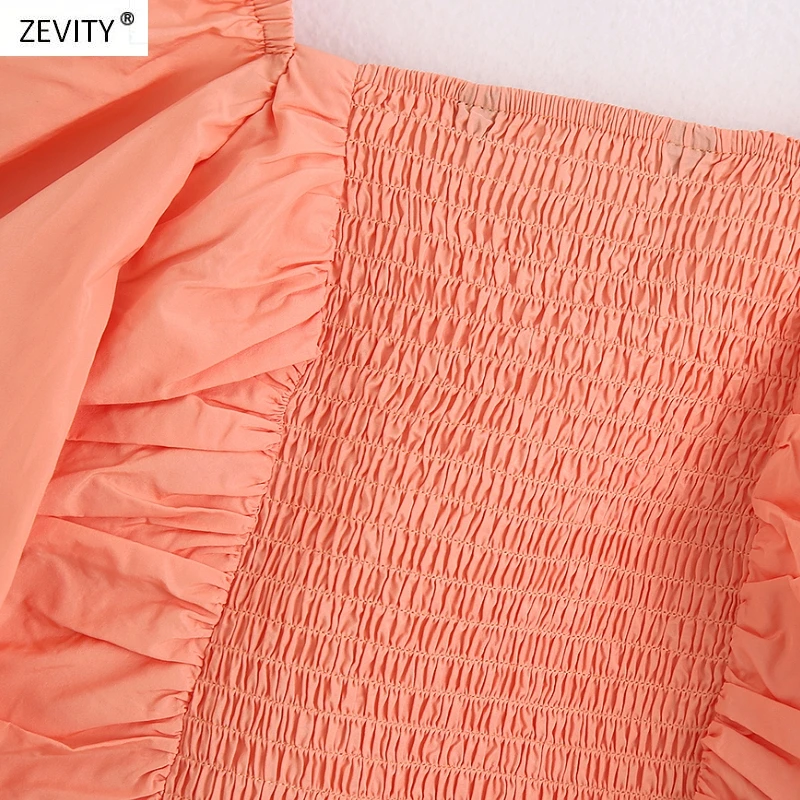 

2020 women fashion solid color press pleated smock blouse female puff sleeve ruffles casual slim shirts chic blusas tops LS6745