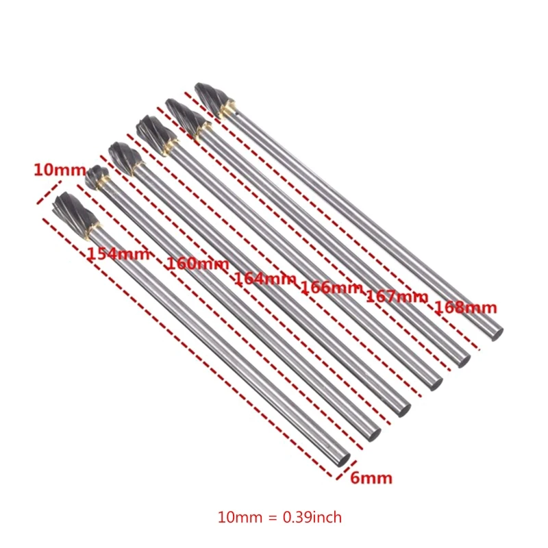 

6pcs 1/4" Shank Tungsten Carbide Burr Rotary Drill Bits Tools Cutter Files Set W0YF