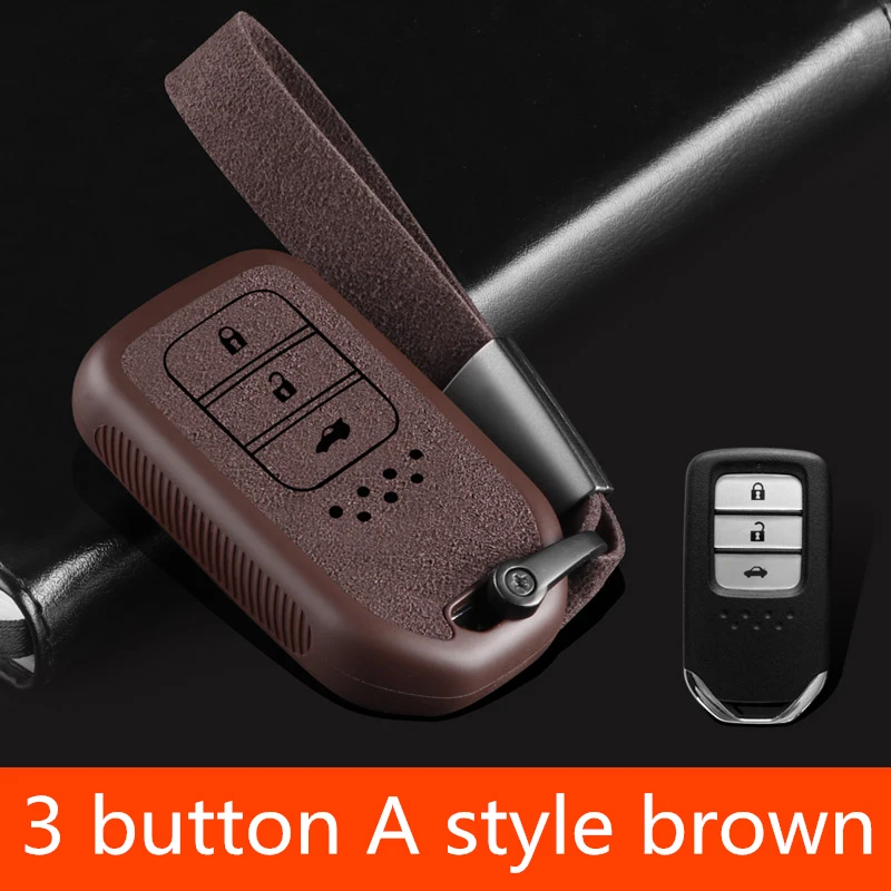 3 button A brown ТПУ флиппе для Honda CRV HRV Accord Civic Odyssey Vezel Inspire Fit Jazz JADE Pilot флип чехол для ключей - Название цвета: 3 button A brown