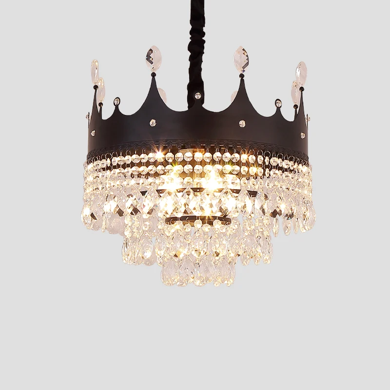 Светодиодная люстра с золотой короной для столовой гостиной магазина