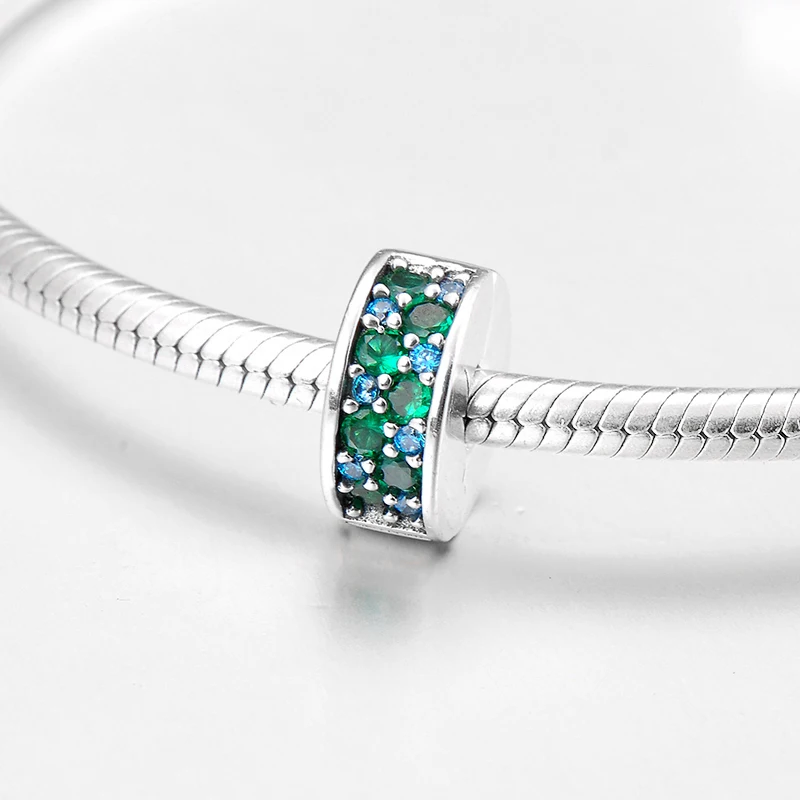 Сверкающие Зеленый CZ реального 925 стерлингового серебра ювелирные украшения