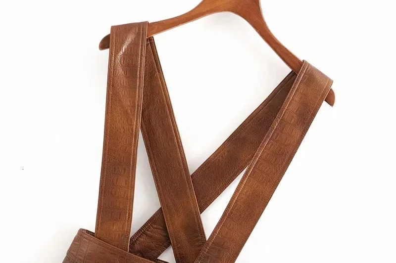 Women Faux Leather Dress Fashion Streetwear PU Soft Animal Print Overalls Autumn High Waist Lady Strap Mini | Женская одежда