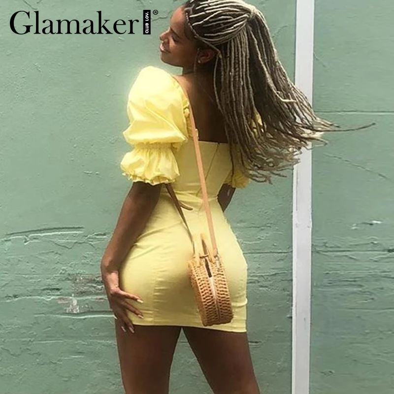 Glamaker Короткое облегающее платье с оборками и квадратным воротником женское