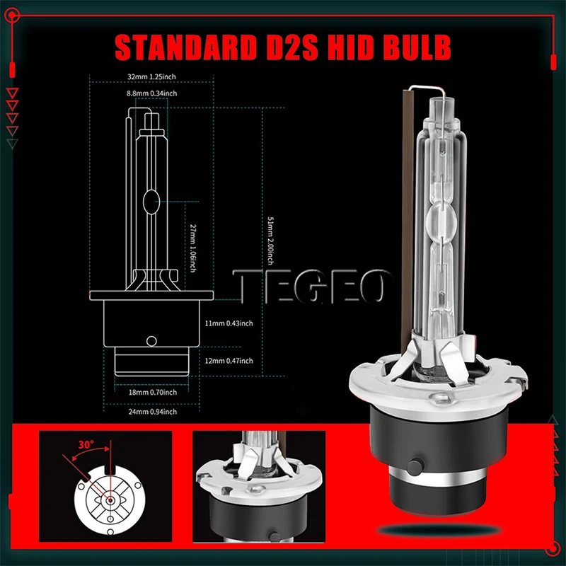 TEGEO 2 шт. оригинальные лампы 35 Вт D2S ксеноновая HID-лампа 6000K OEM 66240 66440 55W 8000K 5000K 4300K D4S -